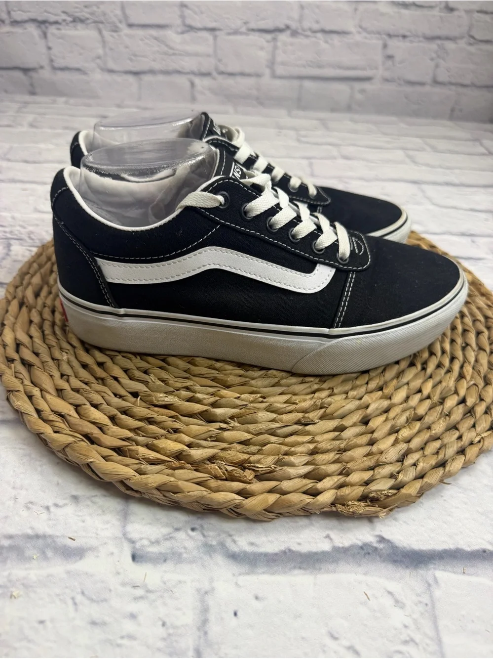 Vans Black and White Low-Top Skate Sneakers. Women’s Size 9.